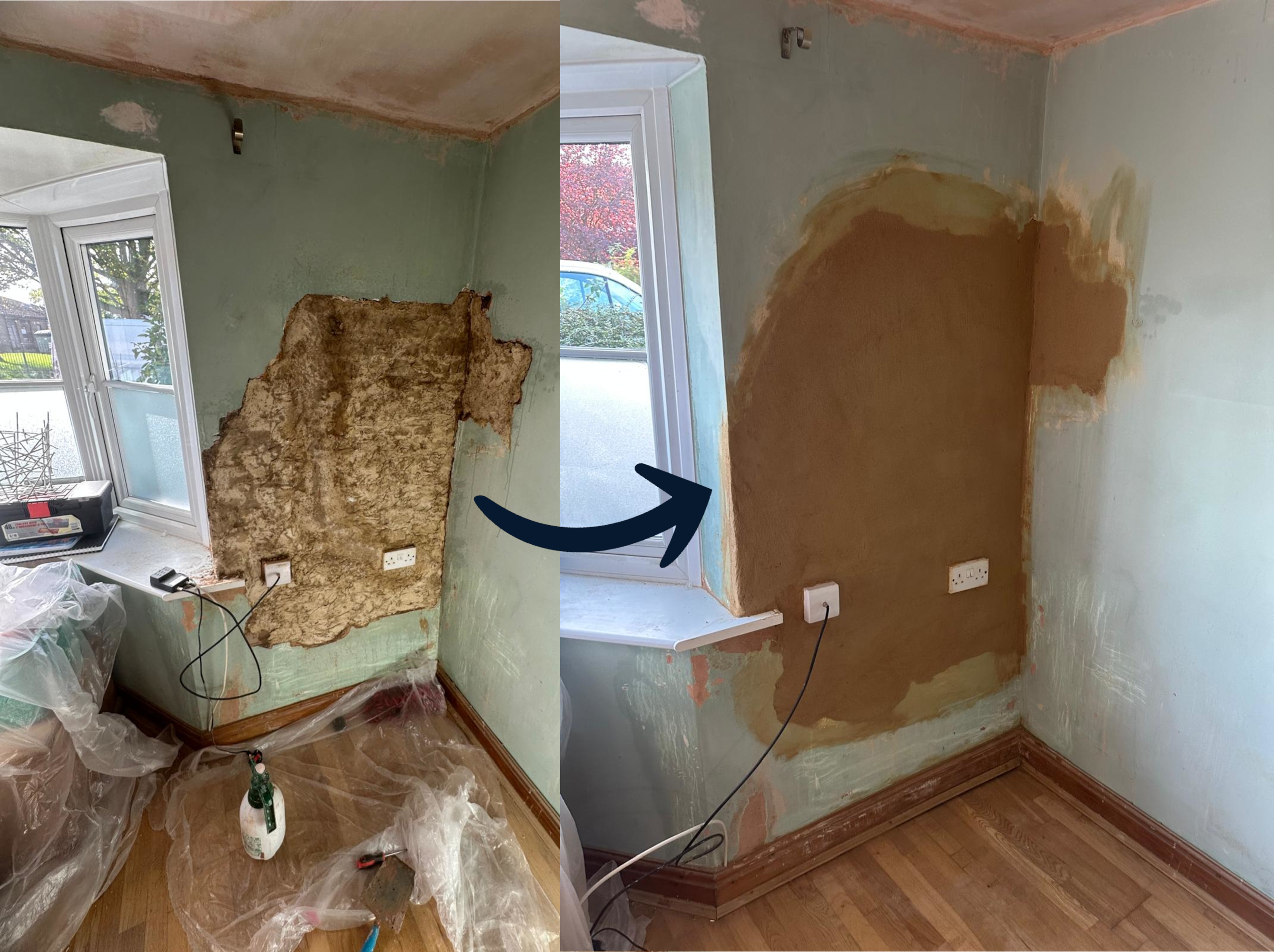 Damp proofing and damp-affected wall repair by LGC Plastering