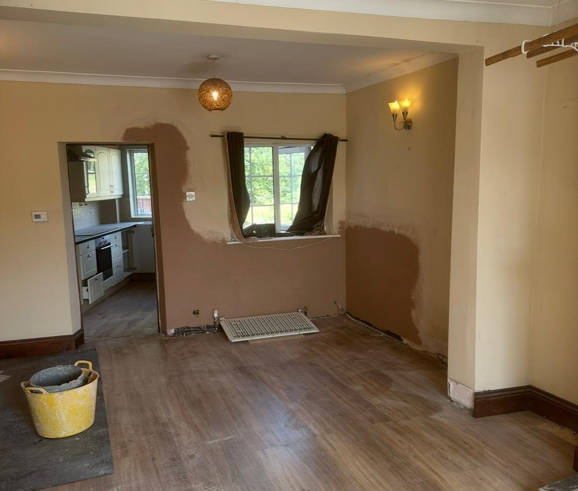 Damp affected wall requiring remedial plastering