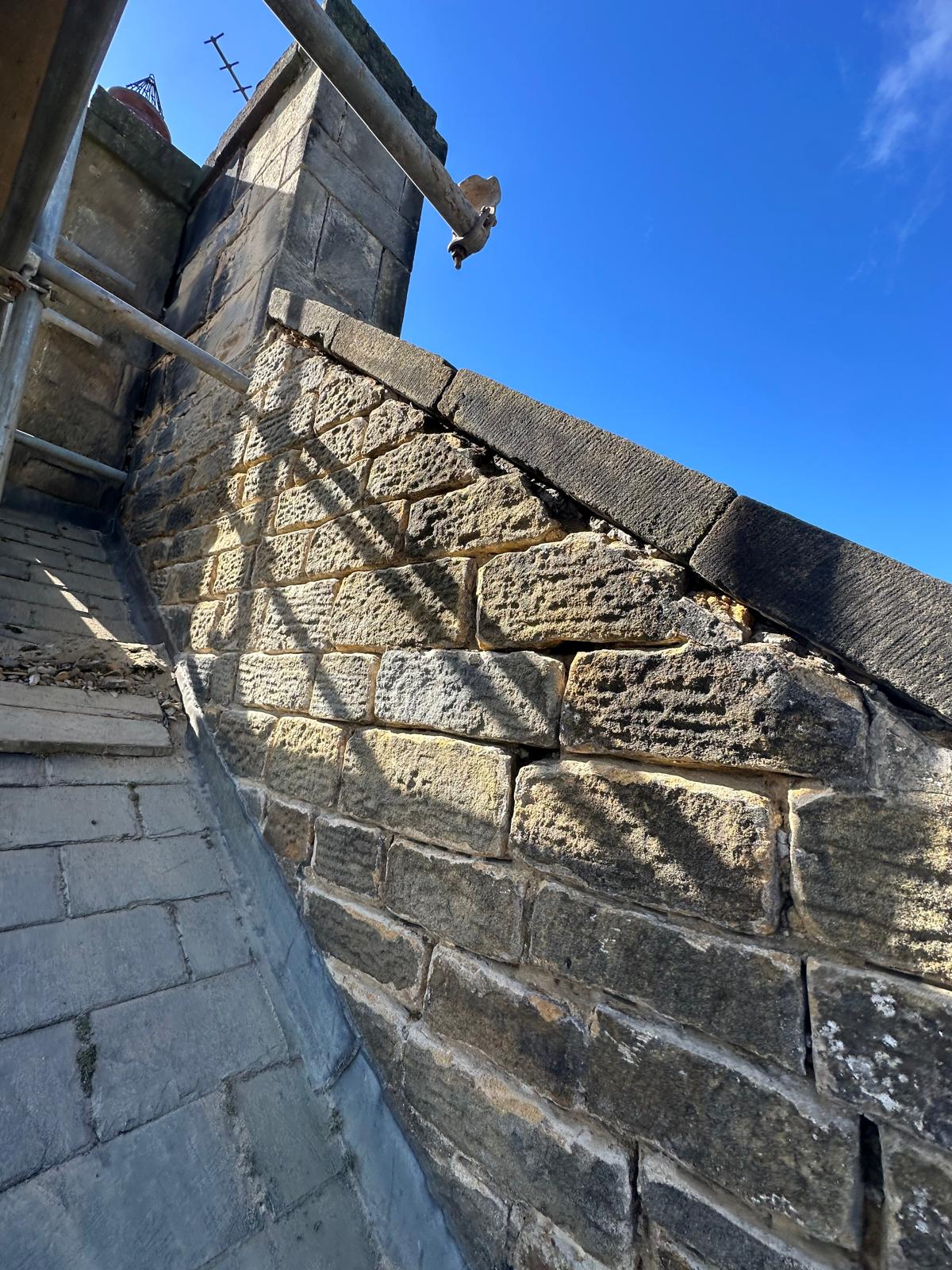 Repointed brickwork and repaired mortar joints
